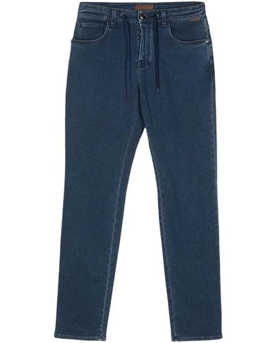 Corneliani Drawstring Straight-leg Jeans - Blue