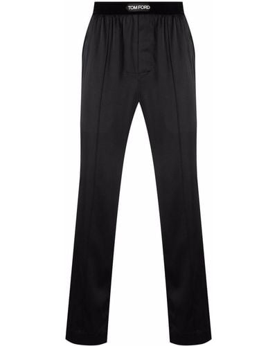 Tom Ford Pyjamabroek Met Logo Tailleband - Blauw