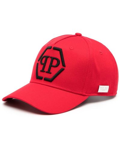 Philipp Plein Hexagon Cotton Baseball Cap - Red