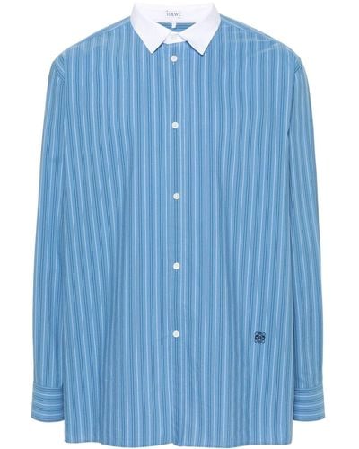 Loewe Camisa a rayas con cuello en contraste - Azul