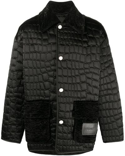 Versace Cappotto con applicazione logo - Nero