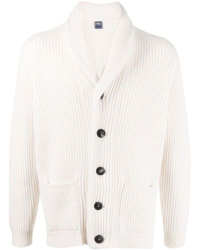 Fedeli Ribbed Cashmere Cardigan - Natural