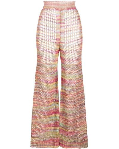 Laneus Flared Open-knit Trousers - Pink