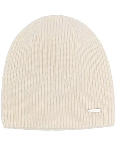 Woolrich Cashmere Ribbed Beanie - Natural