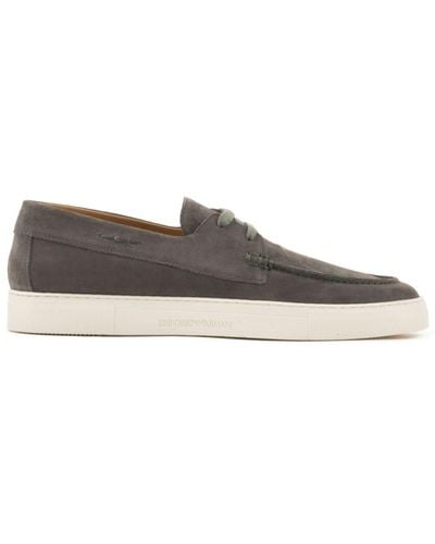 Emporio Armani Crust Leather Lace-up Shoes - Grey