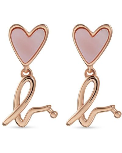 agnès b. 18kt Rose-gold Plated Logo Heart Earrings - Pink