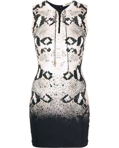 Roberto Cavalli Snakeskin Leopard-print Fitted Dress - Black