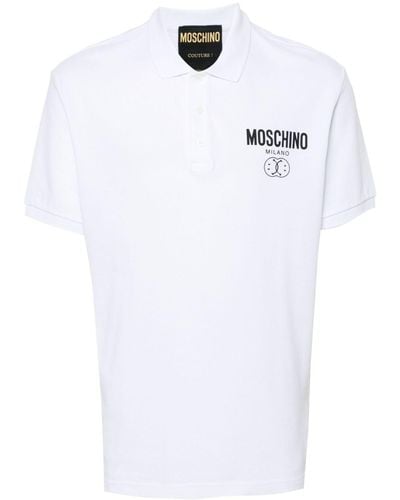 Moschino Polo en coton à logo imprimé - Blanc