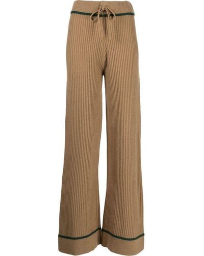 Madeleine Thompson Veronica Ribbed-knit Pants - Natural