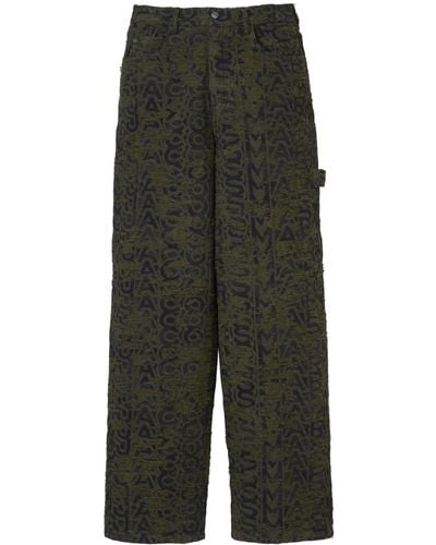 Marc Jacobs Monogram-print Distressed Wide-leg Jeans - Green
