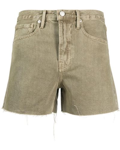 FRAME Raw-cut Denim Shorts - Green