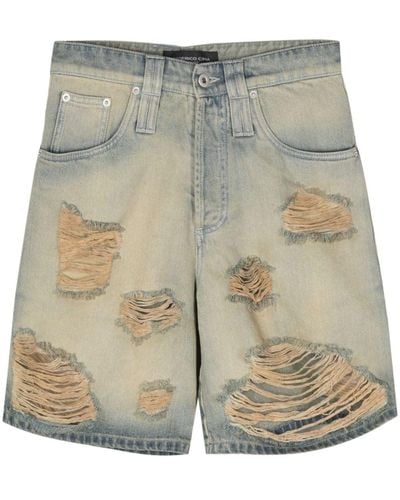 FEDERICO CINA Jeans-Shorts im Distressed-Look - Blau