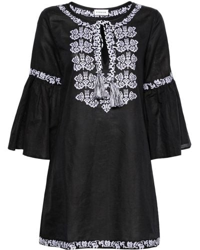 P.A.R.O.S.H. Ciclone Floral-embroidered Minidress - Black