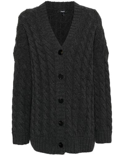 Theory Long-sleeved Cable-knit Cardigan - Black