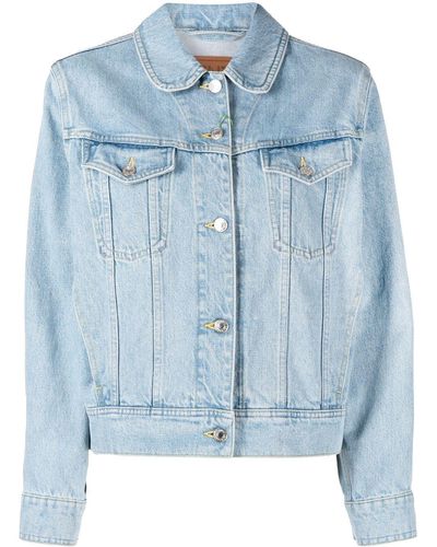 KENZO Veste en jean à tulipe imprimée - Bleu