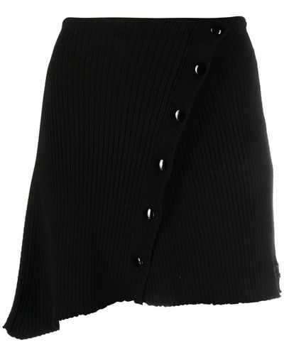 Courreges Asymmetric Ribbed-knit Mini Skirt - Black