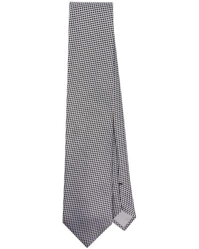 Tom Ford Geometric-embroidery Silk Tie - Grey