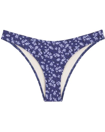 Peony Bragas de bikini Periwinkle con motivo floral - Azul
