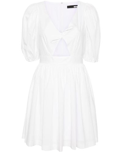 ROTATE BIRGER CHRISTENSEN Ruched-detail V-neck Minidress - Women's - Cotton/polyester/polyamide/elastaneelastane - White