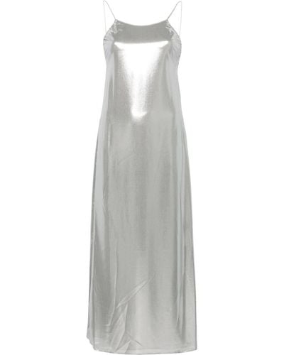 Calvin Klein Round-neck Laminated Maxi Dress - Gray