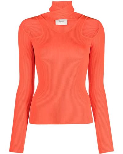 Coperni Cut-out Ribbed-knit Top - Pink