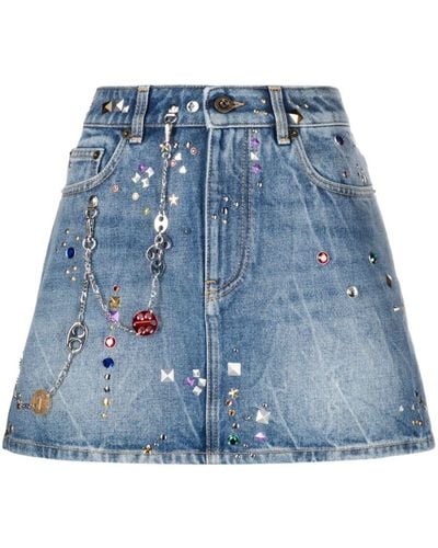 Rabanne Studded Denim Miniskirt - Blue