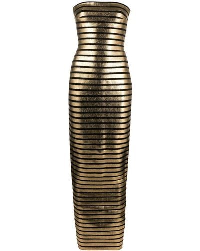 Balmain Metallic Striped Maxi Dress