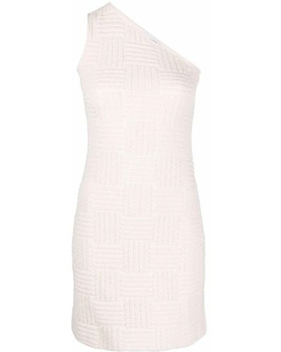 Bottega Veneta Robe texturée à design à une épaule - Blanc