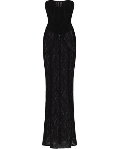 Dolce & Gabbana Long lace corset dress - Nero