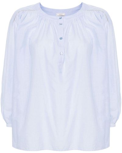 Peserico Blouse en coton mélangé à rayures - Bleu