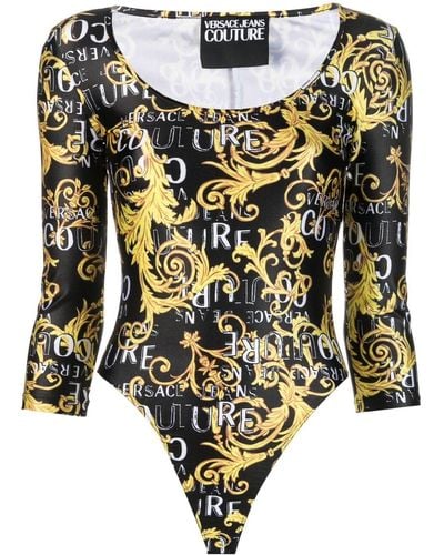 Versace Jeans Couture Body con logo estampado - Negro