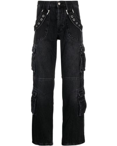 MISBHV Eyelet-detail Straight-leg Jeans - Black