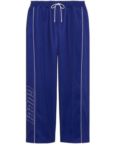 Gucci Pantalones de chándal con logo en relieve - Azul