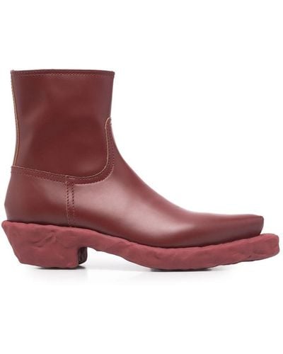 Camper Leather Ankle Boots - Red