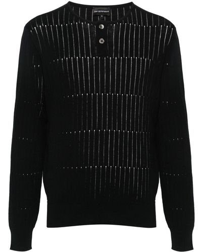 Emporio Armani Chunky-ribbed-knit Sweater - Black