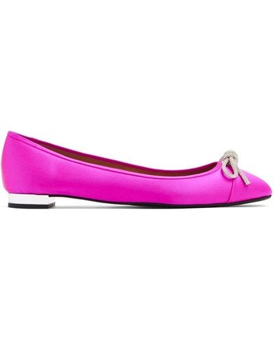 Aquazzura Crystal-embellished Round-toe Ballerina Shoes - Roze