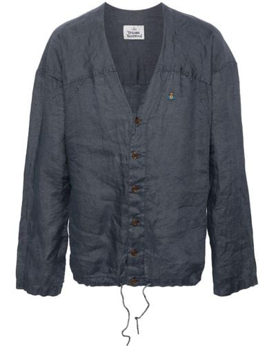 Vivienne Westwood Orb-logo Linen Shirt - Blue