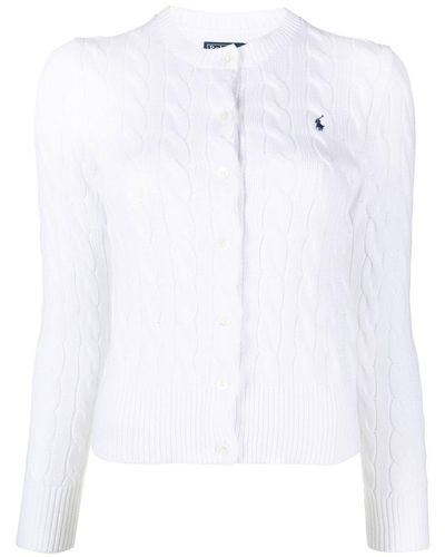 Polo Ralph Lauren Cardigan en maille torsadee de coton - Blanc