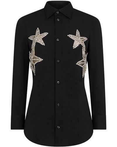 DSquared² Star-Appliqué Crystal-Embellished Shirt - Black