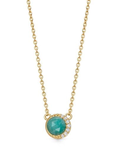 Astley Clarke 18kt Gold Vermeil Luna Amazonite Pendant - White