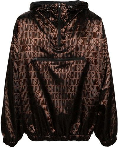 Moschino Monogram-jacquard Hooded Jacket - Black