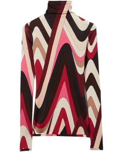 Emilio Pucci Abstract-print Roll-neck Top - Red