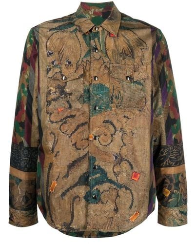 Pierre Louis Mascia Multi-print Shirt Jacket - Green