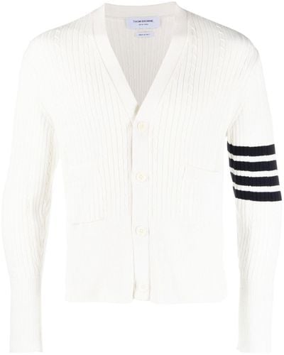 Thom Browne 4-Bar stripe cable-knit cardigan - Blanco