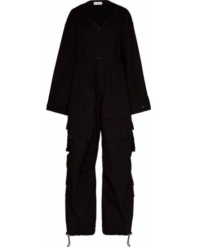 Balenciaga V-neck Cargo Jumpsuit - Black