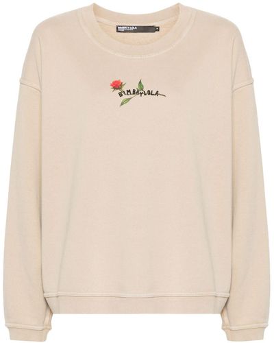 Bimba Y Lola Logo-print Cotton Sweatshirt - Natural