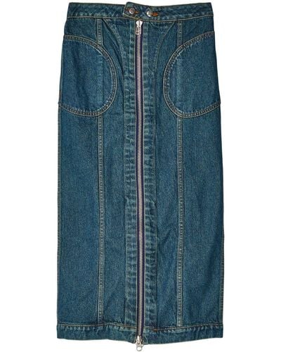 Eckhaus Latta Minijupe en jean à détails de zips - Bleu