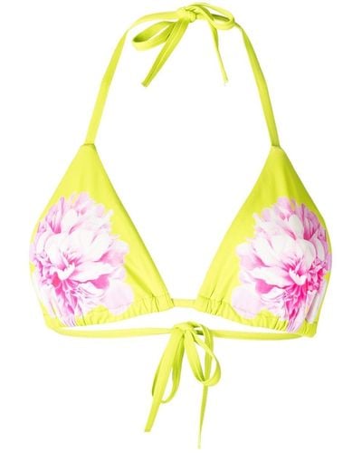 Cynthia Rowley Floral-print Bikini Top - Yellow