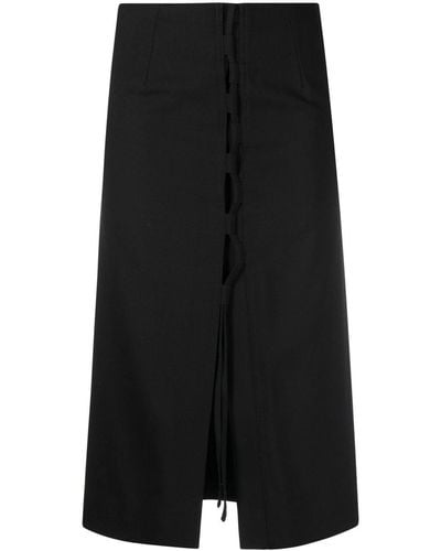 frenken Midi-jurk Met Uitgesneden Voorkant - Zwart