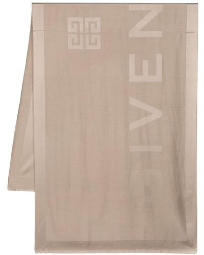 Givenchy Neutral Logo-jacquard Silk-wool Scarf - Women's - Silk/wool - Natural